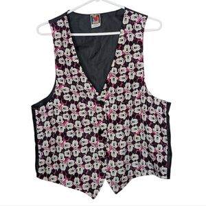 Vintage Disney Mickey Unlimited One Size Fits Most Button Down Mikey Pink Vest